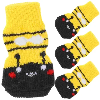 4 шт. Зимние носки для собак, удобные хлопчатобумажные теплые носки для щенков, сохраняющие тепло в холодное время года