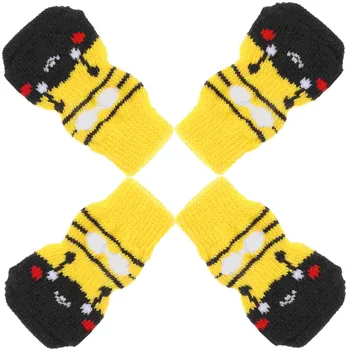 4 шт. Зимние носки для собак, удобные хлопчатобумажные теплые носки для щенков, сохраняющие тепло в холодное время года Изображение 2