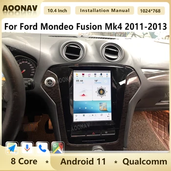 10,4-дюймовый автомобильный радиоприемник для Ford Mondeo Fusion Mk4 2011 2012 2013 Android 11 Мультимедийный плеер Qualcomm, GPS-навигация, устройство Carplay