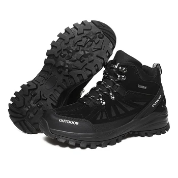 Зимняя мужская уличная хлопчатобумажная обувь 2023 года, новая плюшевая и теплая мужская обувь для альпинизма, хлопчатобумажная обувь для тренировок при ходьбе, спортивная обувь Изображение 2