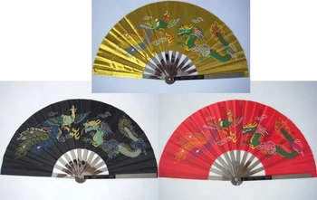 Высококачественный 33-сантиметровый ДВУСТОРОННИЙ веер для тренировки тайцзицюань, боевые искусства Кунг-фу Ушу, вентиляторы для выступлений