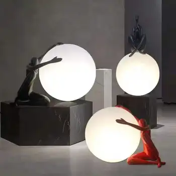 Модель скандинавской творческой личности, настольная лампа для гостиной, Прикроватный светильник для спальни, круглый шар, скульптура Гуманоида, Настольная лампа