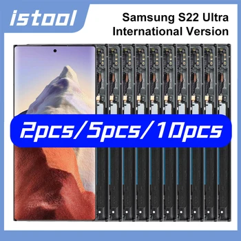 Дисплей 2/5/10 ШТ Для Samsung S22 Ultra 5G международной Версии Сенсорный Экран С Рамкой Замена Дигитайзера В Сборе G908B/E