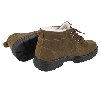 Зимняя рабочая защитная обувь, утолщенная Мужская рабочая обувь, прочная Матовая кожа, удобная Противоскользящая для работы на открытом воздухе Изображение 2