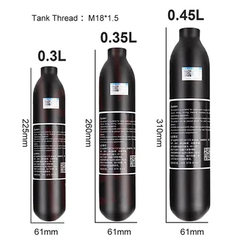4500Psi 300Bar 0.3L 0.35L 0.45L Алюминиевый Цилиндр HPA Бак Бутылка Высокого давления Для Дайвинга с Аквалангом Охота M18 * 1.5