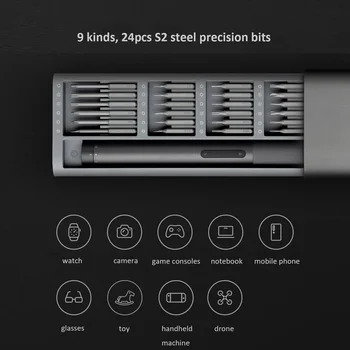 Набор электрических прецизионных отверток Xiaomi Mijia 2 винта с крутящим моментом 400 передач 1 Перезаряжаемый магнитный алюминиевый корпус Type-C Изображение 2