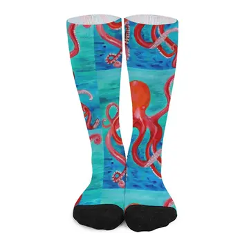 Up in Arms Octopus Коралловый Осьминог, Акриловая роспись Кристин Логан, носки, противоскользящие футбольные носки, нескользящие футбольные чулки