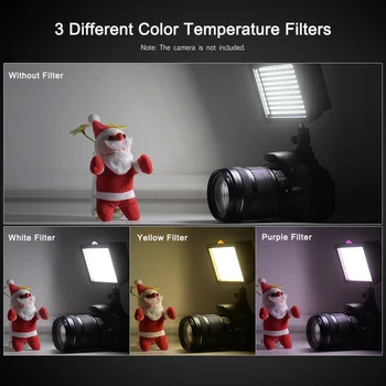 Портативная светодиодная лампа для видеосъемки Andoer 160 шт., панель освещения камеры 5600K, 3 фильтра для фото-видеосъемки для Canon Nikon Изображение 2
