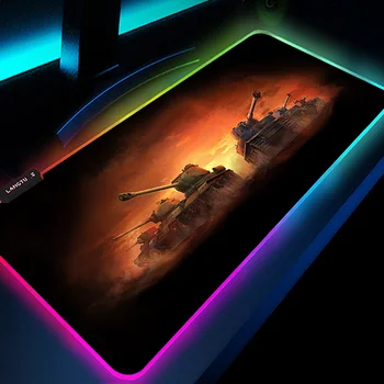 World of Tanks RGB Коврик для мыши Игровой Светодиодный с подсветкой Большой Цветной Светящийся ПК USB Коврик для мыши Настольный Коврик 40X90 / 30X35 см