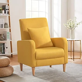 Современный стул с акцентом, кресло с подушкой, Тканевый приставной стул для чтения в гостиной, Односпальный диван с сиденьем для отдыха