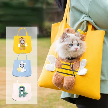 Переноска для собак, щенков и котенков ручной работы, уличная дорожная сумка, холщовая сумка для кошек на одно плечо, удобная дышащая сумка-слинг