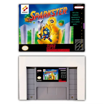 Игровая карта Sparkster для игровых консолей SNES EUR PAL USA NTSC 16bit с картриджем для видеоигр в розничной упаковке.