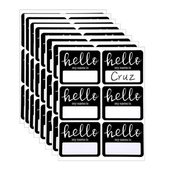 240 шт. Черно-белых именных наклеек размером 3x2,5 дюйма, именных наклеек Hello для тематической вечеринки в детском саду Изображение 2