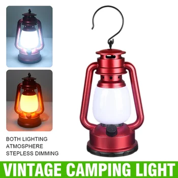 Винтажная Походная Палатка Light 3 Режима 1200mAh Outdoor Camping Light Type-C USB Перезаряжаемая с Крючком для Наружного Пешего Туризма Garden