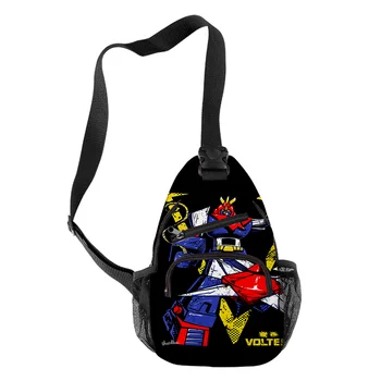 Сумка на одно плечо WAWNI Voltes V, повседневный рюкзак на молнии, мужская / женская сумка на молнии, повседневная школьная сумка для мальчиков и девочек, мужская / женская 3D-печать Изображение 2