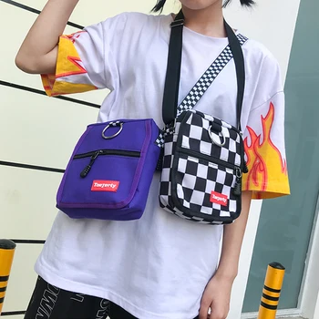 Harajuku fun new letter модная сумка через плечо в клетку свободного покроя большого размера повседневная женская сумка-мессенджер в стиле хип-хоп, корейская холщовая сумка для телефона