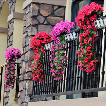 Искусственные цветы Венок из Фиолетового Льва, Настенные цветы, Свадьба, Семейное собрание, Украшение балкона в саду Искусственными цветами