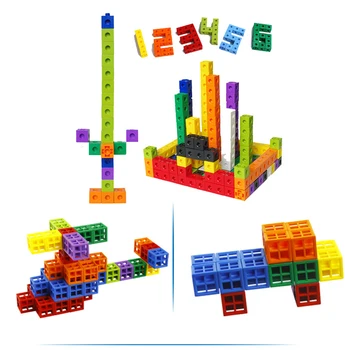 100 шт. Математические связующие кубики, детские развивающие числовые блоки, обучающий детский сад для мальчика и девочки, подарок на день рождения Изображение 2