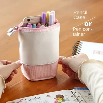Креативный выдвижной пенал, сумка для хранения школьных канцелярских принадлежностей, кавайный однотонный пенал для ручек, милый держатель для ручек, подарки для детей, сумка для ручек Изображение 2