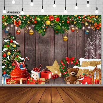 Avezano Рождественская елка, фоновая доска для фотосъемки, Подарки, Легкий Зимний Декор для детского портрета, Фон для фотосессии в фотостудии