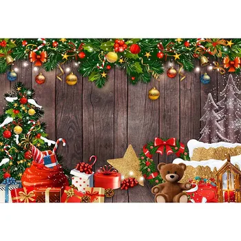 Avezano Рождественская елка, фоновая доска для фотосъемки, Подарки, Легкий Зимний Декор для детского портрета, Фон для фотосессии в фотостудии Изображение 2
