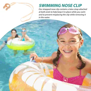 Зажим Для носа для плавания с Веревочкой, Удобные Латексные Заглушки для Детей и взрослых Изображение 2