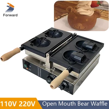 110V 220V Коммерческая Вафельница В Форме Медведя Тайяки С Открытым Ртом Медведь Для Мороженого Taiyaki Machine Bear Cone Maker Изображение 2