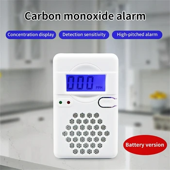 Детекторы угарного газа с батарейным питанием CO Alarm 85dB Высокочувствительные предупреждающие детекторы для дома отеля Изображение 2