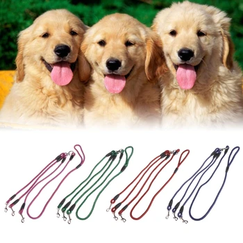 Тройной поводок для собак, Соединительный Поводок с нейлоновой мягкой ручкой Для выгула 3 собак снаружи Челнока