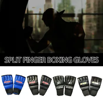 Боксерские перчатки с разрезом пальцев, боксерская груша, открытая перчатка на половину пальца, дышащая кожа для ладони с разрезом пальцев на пять пальцев