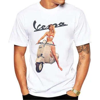 Повседневная футболка с коротким рукавом, молодежная модная летняя винтажная рубашка для верховой езды Vespa, мужская футболка с классическим логотипом в стиле хип-хоп, оверсайз, удобная
