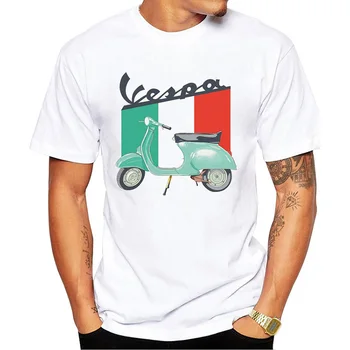 Повседневная футболка с коротким рукавом, молодежная модная летняя винтажная рубашка для верховой езды Vespa, мужская футболка с классическим логотипом в стиле хип-хоп, оверсайз, удобная Изображение 2
