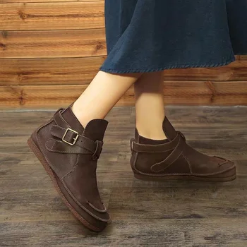 2023 Новые модные универсальные женские ботинки, однотонная темпераментная весенне-осенняя обувь без рукавов на шнуровке для женщин
