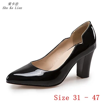 Женские туфли-лодочки на высоком каблуке, женские свадебные туфли на шпильке, маленькие каблуки, большие размеры 31-47