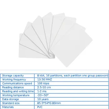 10PCS 13,56 MHZ Kontaktlose Weiß PVC Karte Hohe Frequenz IC Karten RFID Key Tag Access Control Teilnahme NFC Karte Изображение 2