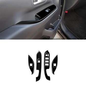 Для Toyota Voxy 2022, кнопка переключения стеклоподъемника автомобиля, накладка на панель, наклейка ABS, ярко-черный дверной подлокотник RHD
