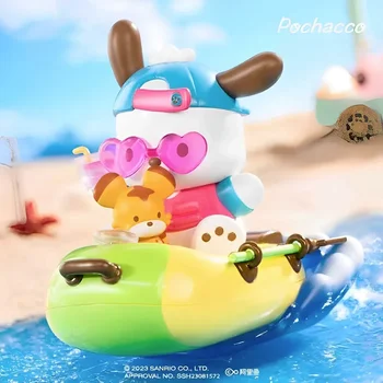 Серия Sanrio Pochacco Holiday Beach Игрушки для слепых игрушек Коллекция настольных украшений Модель Куклы Игрушки для подруги Рождественские подарки Изображение 2