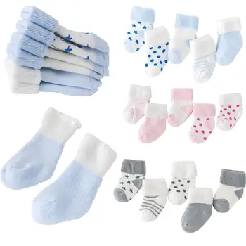 5 пар/лот, новые детские носки для мальчиков и девочек, плотные осенне-зимние теплые носки для новорожденных