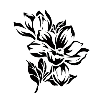 14,4x13,2 см Автомобильные наклейки Magnolia Виниловые светоотражающие цветы Наклейки для автомобильных аксессуаров Черный / лазерный Изображение 2