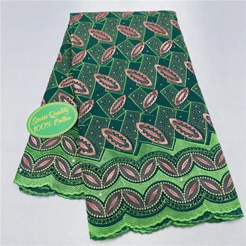 Хлопчатобумажная ткань из швейцарской вуали хорошего качества зеленого цвета, 5 ярдов свадебной ткани из сухого африканского кружева