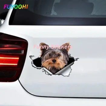 Наклейки FUYOOHI Play Йоркширский терьер ПВХ Персональная наклейка Оторванная Металлическая наклейка Животное Бампер для окна Собака для укладки автомобиля Изображение 2