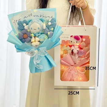 Sanrio Hello Kitty Kuromi Cinnamoroll My Melody Kawaii Плюшевая Кукла Игрушки Букет Подарочная коробка Подарки Подруге на День Святого Валентина Рождество