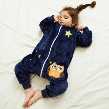 Мультяшный Фланелевый Детский Спальный мешок, Теплая зимняя одежда, Спальный мешок для малышей, Пижамы для девочек, мальчиков, детей 1-6 лет