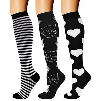 Новые компрессионные носки 24 стиля, женские лучшие спортивные носки для бега, Кроссфит, перелет, путешествия, медсестры, спортивные чулки для бега