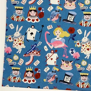 45x110 см, обычная хлопчатобумажная ткань, Алиса, Фламинго, синий звоночек, винтажное платье с рисунком ручной работы, сумка для рукоделия