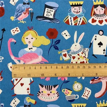 45x110 см, обычная хлопчатобумажная ткань, Алиса, Фламинго, синий звоночек, винтажное платье с рисунком ручной работы, сумка для рукоделия Изображение 2