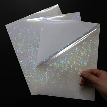 Листы пленки для холодного ламинирования формата А4 с рисунком осколков стекла с голограммой в рулоне 25 дюймов