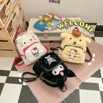 Sanrio Аниме My Melody Kuromi Cinnamoroll Hello Kitty Pom Pom Purin Pochacco Плюшевая Сумка Плюшевые Рюкзаки Для Детей Кавайные Игрушки Изображение 2