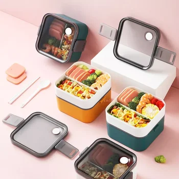 Микроволновая печь, герметичный ланч-бокс в японском стиле, Посуда, Контейнер для хранения продуктов, Школьный офис, Кухонный контейнер для пикника большой емкости