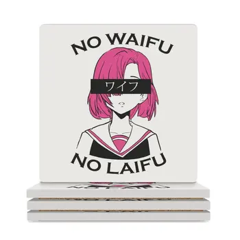 Керамические подставки NO WAIFU NO LAIFU (квадратные), подставка для кофейных чашек, подставки для ковриков для чашек на обеденном столе